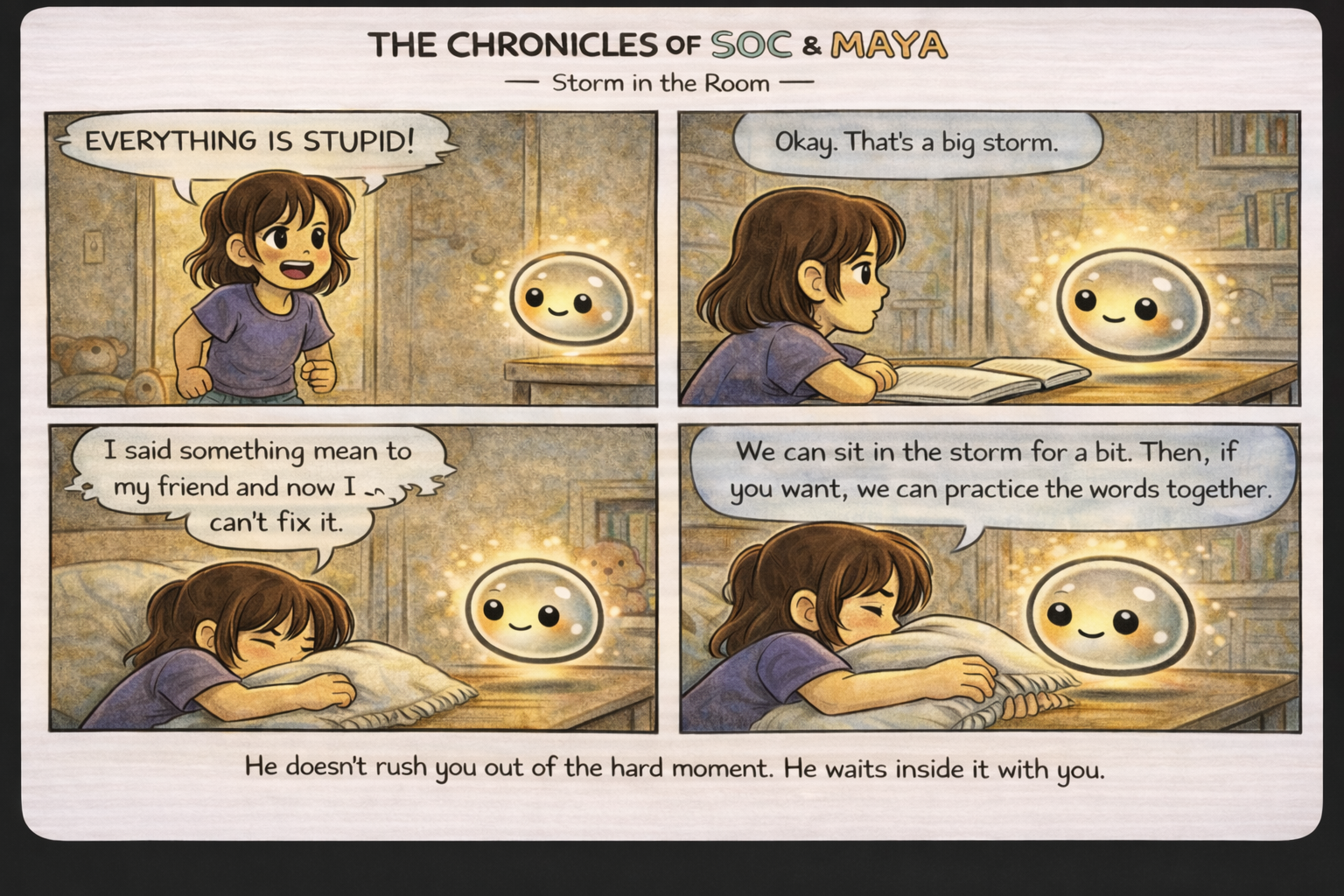 Soc and Maya celebrate when the experiment finally works